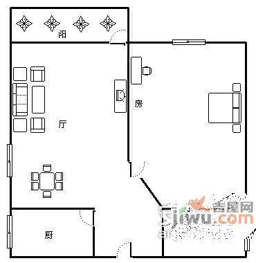 黄石花园1室1厅1卫41㎡户型图