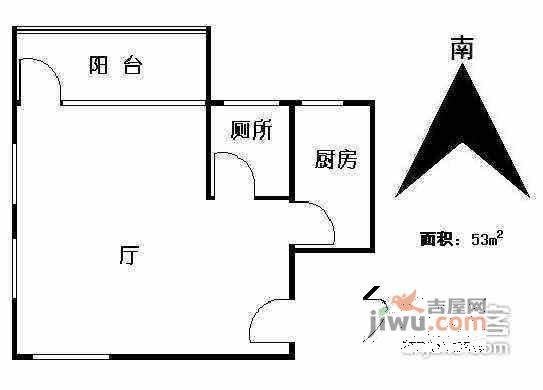 黄石花园1室1厅1卫41㎡户型图