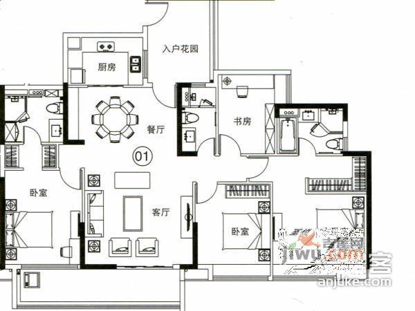 力迅时光里4室2厅3卫152㎡户型图