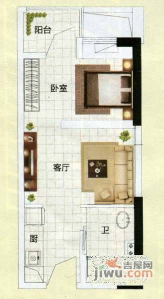 力诚凯怡湾1室1厅1卫39㎡户型图