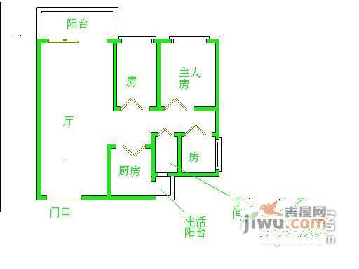 天伦东时区3室2厅1卫92㎡户型图