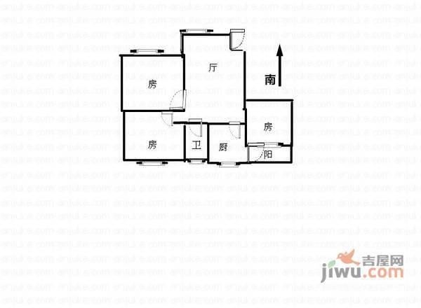 竹园新村3室1厅1卫70㎡户型图