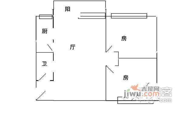 荔福小区2室1厅1卫60㎡户型图