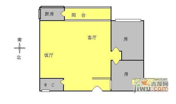 荔福小区2室1厅1卫60㎡户型图