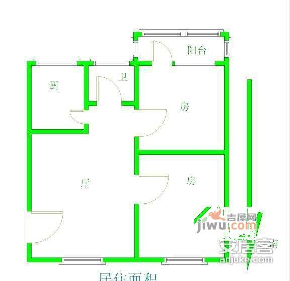 寺右南路小区2室1厅1卫户型图