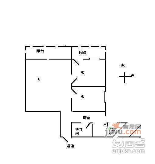 远景翠苑2室1厅1卫54㎡户型图