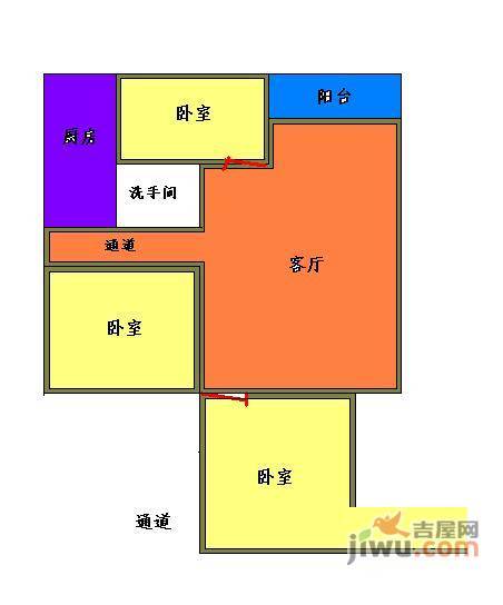 新市广场3室1厅1卫70㎡户型图