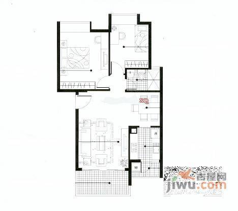 万科四季花城2室1厅1卫73㎡户型图