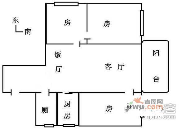 万科四季花城2室2厅1卫72㎡户型图