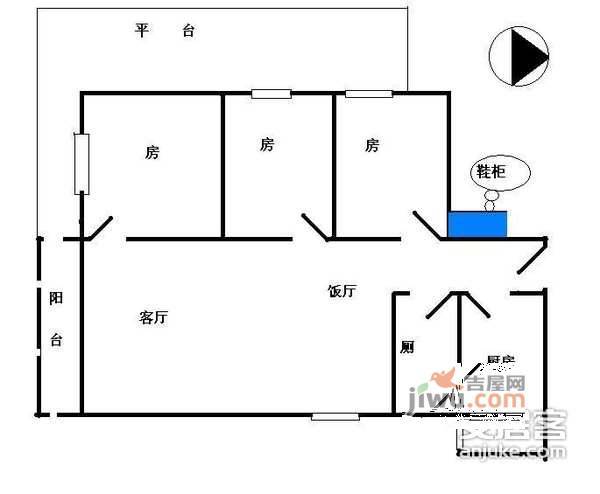 和馨雅居3室2厅1卫110㎡户型图