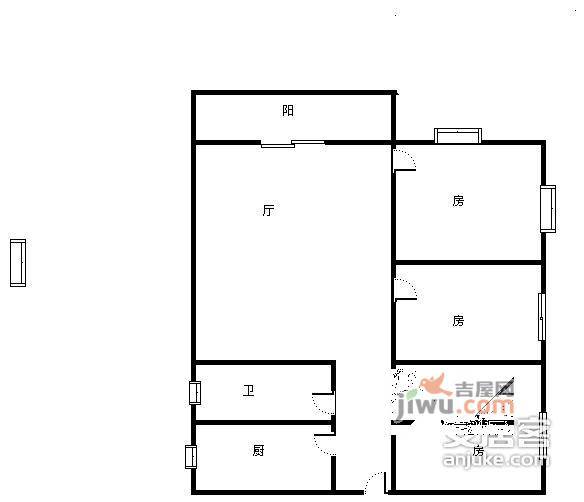 和馨雅居3室1厅1卫90㎡户型图