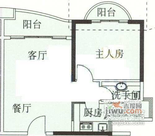 历德雅舍二期1室1厅1卫户型图