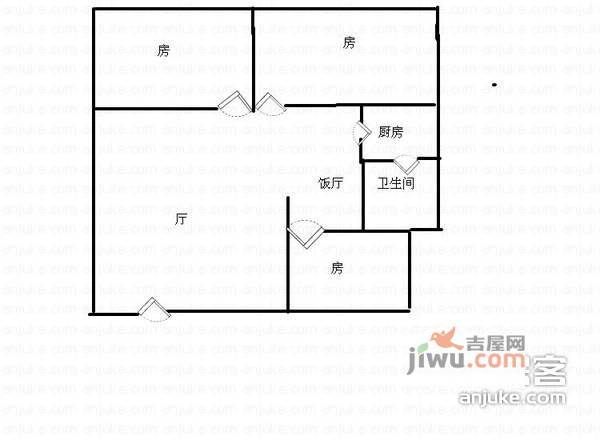 芳华楼3室2厅1卫100㎡户型图