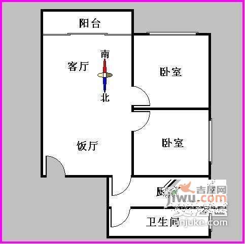 康泰花园2室2厅1卫80㎡户型图