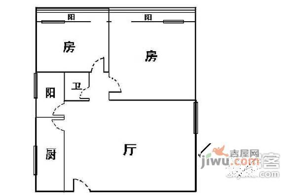 康泰花园2室2厅1卫80㎡户型图