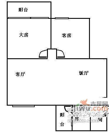 盈丰华轩2室2厅1卫80㎡户型图