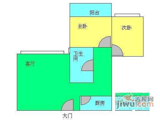 盈丰华轩2室2厅1卫80㎡户型图