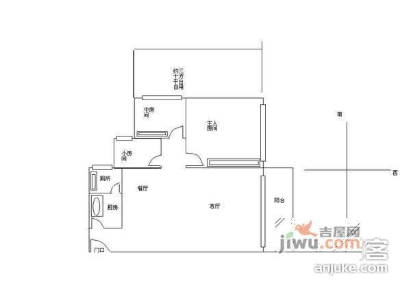 晓园花园3室2厅1卫户型图