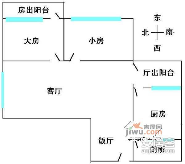 白兰大厦2室2厅1卫88㎡户型图