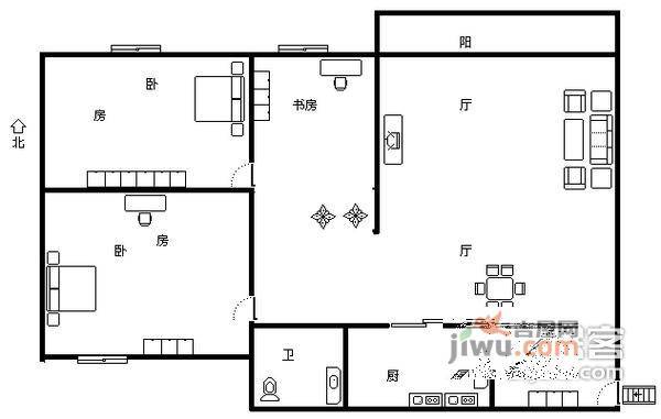 华园新村3室2厅1卫户型图