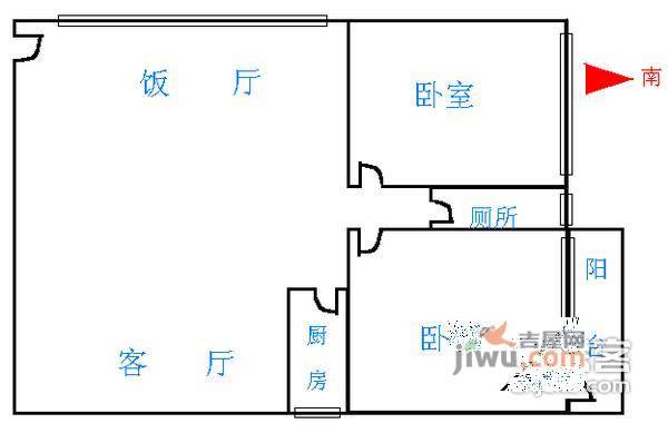 华园新村2室2厅1卫户型图