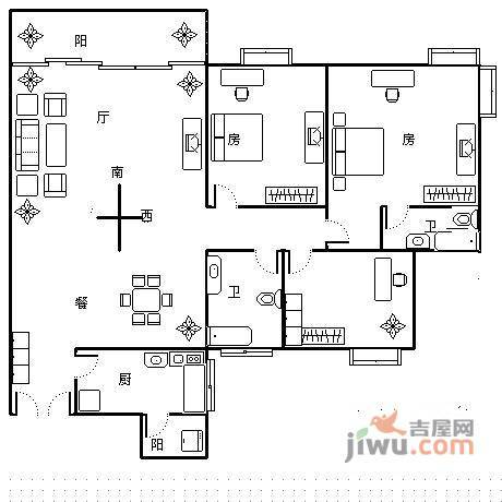 依云小镇4室2厅2卫166㎡户型图