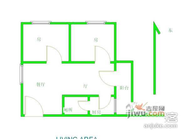 瑞华大厦2室2厅1卫80㎡户型图