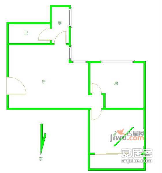 瑞华大厦2室2厅1卫80㎡户型图