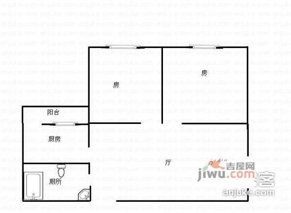 云山名都百荣园2室1厅1卫70㎡户型图