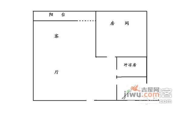 云山名都百荣园1室1厅1卫50㎡户型图