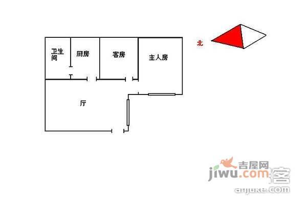 云山名都百荣园2室1厅1卫70㎡户型图