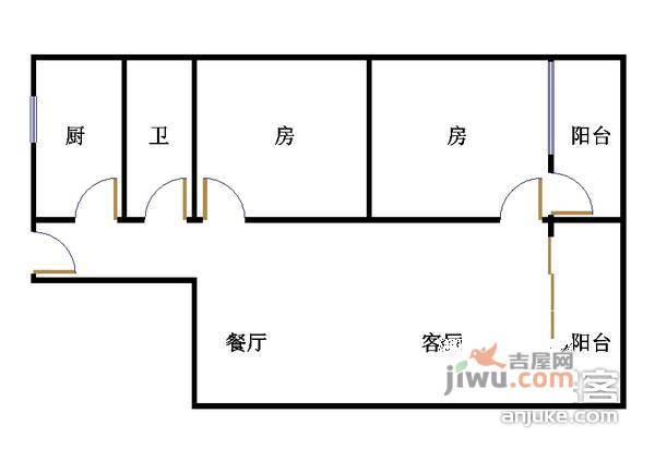 南泰路小区2室2厅1卫户型图