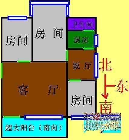 松园大厦3室2厅1卫101㎡户型图