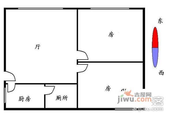 江南乐居苑2室1厅1卫70㎡户型图