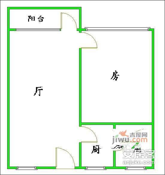 江南乐居苑1室1厅1卫40㎡户型图