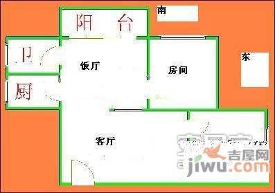 江南乐居苑2室2厅1卫70㎡户型图