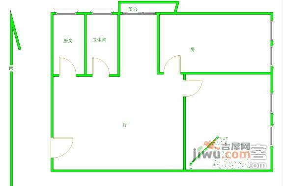 紫荆小区2室2厅1卫90㎡户型图