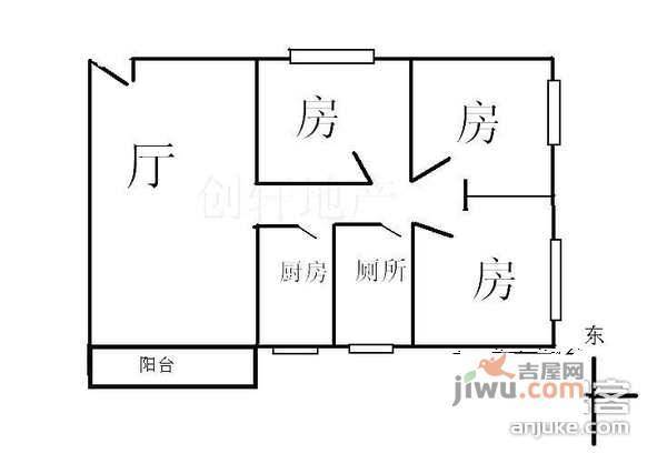 听涛雅苑3室1厅1卫户型图