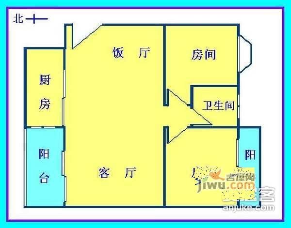 龙锦大厦2室2厅1卫88㎡户型图