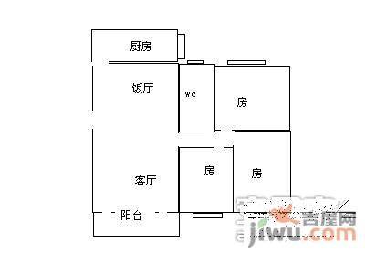 江南西路小区3室1厅1卫85㎡户型图