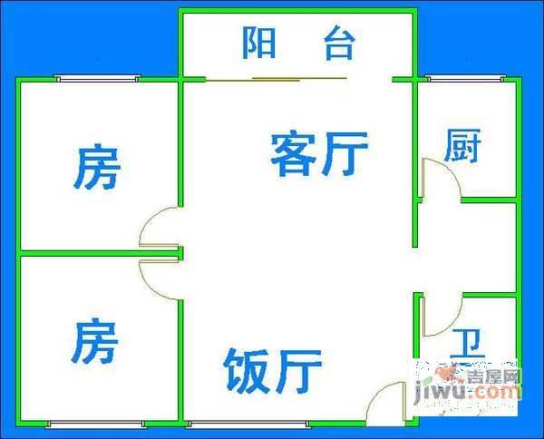 江南西路小区2室2厅1卫84㎡户型图