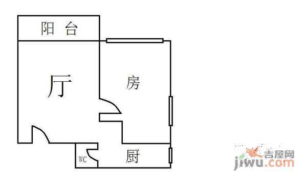 江南西路小区1室1厅1卫40㎡户型图