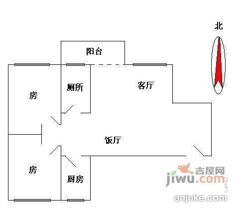 保利丰花园2室1厅1卫户型图