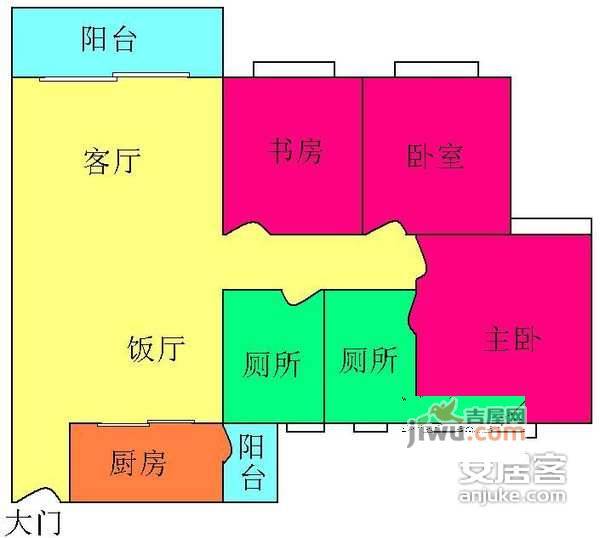 松云雅苑3室2厅2卫126㎡户型图