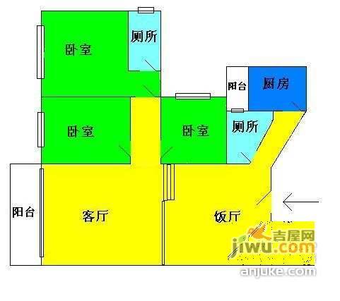 松云雅苑3室2厅2卫126㎡户型图