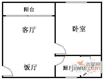 燕子岗小区1室1厅1卫46㎡户型图