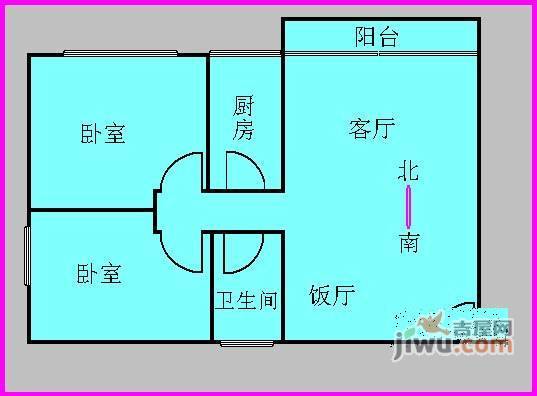 信和广场2室1厅1卫80㎡户型图