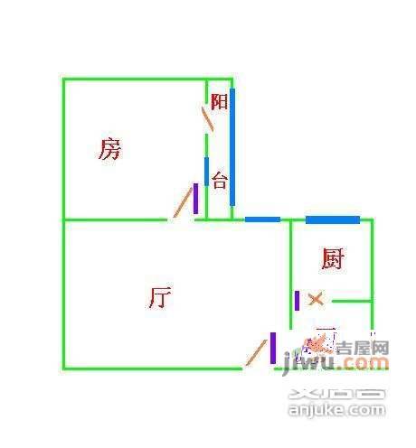 祥庆花园1室1厅1卫户型图