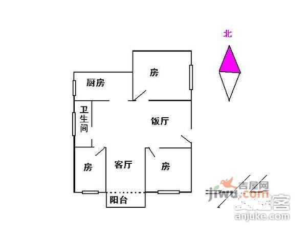 枫溪苑3室2厅1卫117㎡户型图