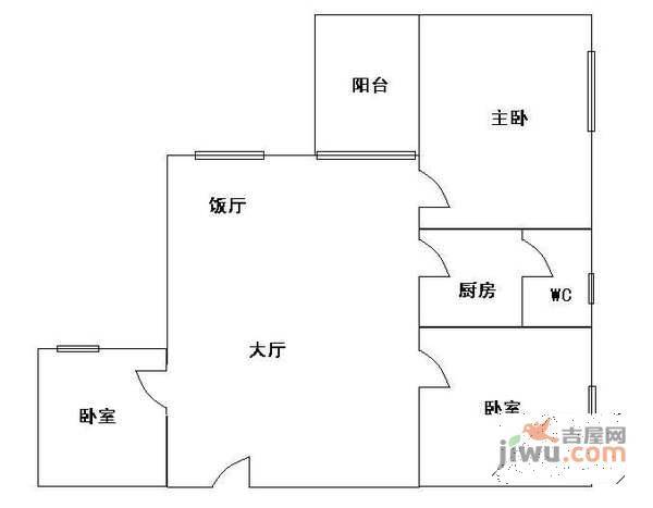 白云家园3室2厅1卫85㎡户型图